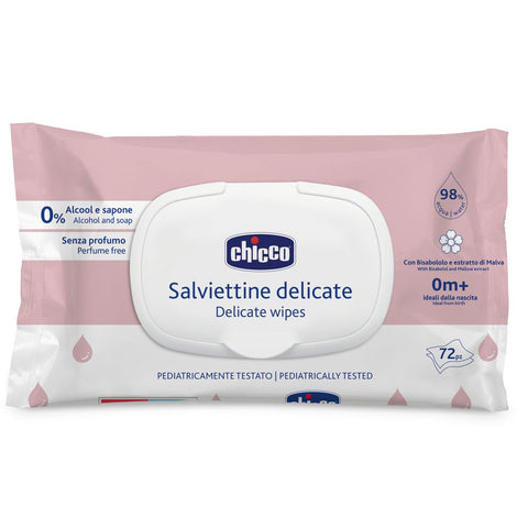 Μωρομάντηλα Delicate Chicco Με 98% Νερό Και Καπάκι (72 τμχ)