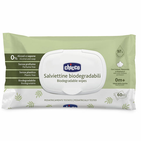 Μωρομάντηλα Chicco Με 97% Νερό Και Καπάκι Βιοδιασπώμενα (60τμχ)